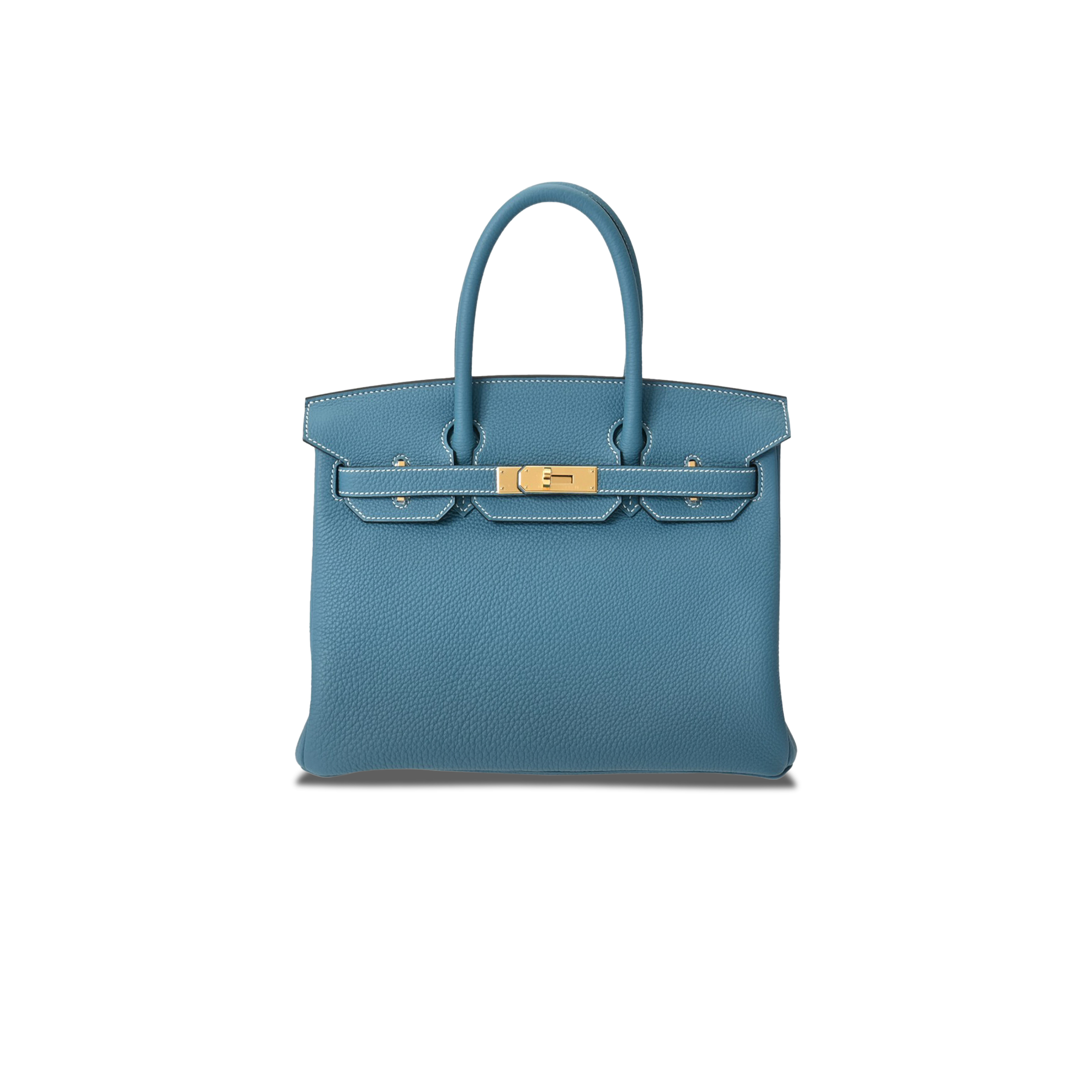 HERMÈS BIRKIN 30 DENIM BLUE GOLD BUCKLE BAG 619577 (30*20*13cm)